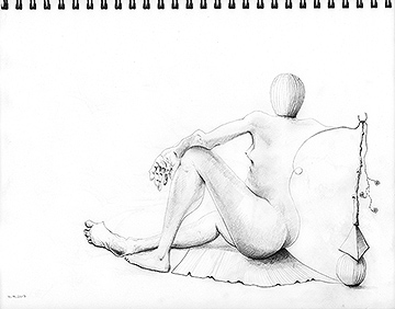 Giorgio de Chirico's model posing. (enhanced contrast)